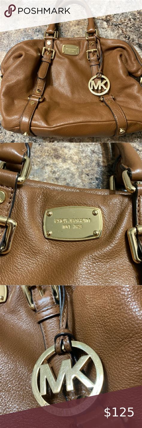 michael kors bedford belted medium satchel acorn|Michael Kors leather tote bag.